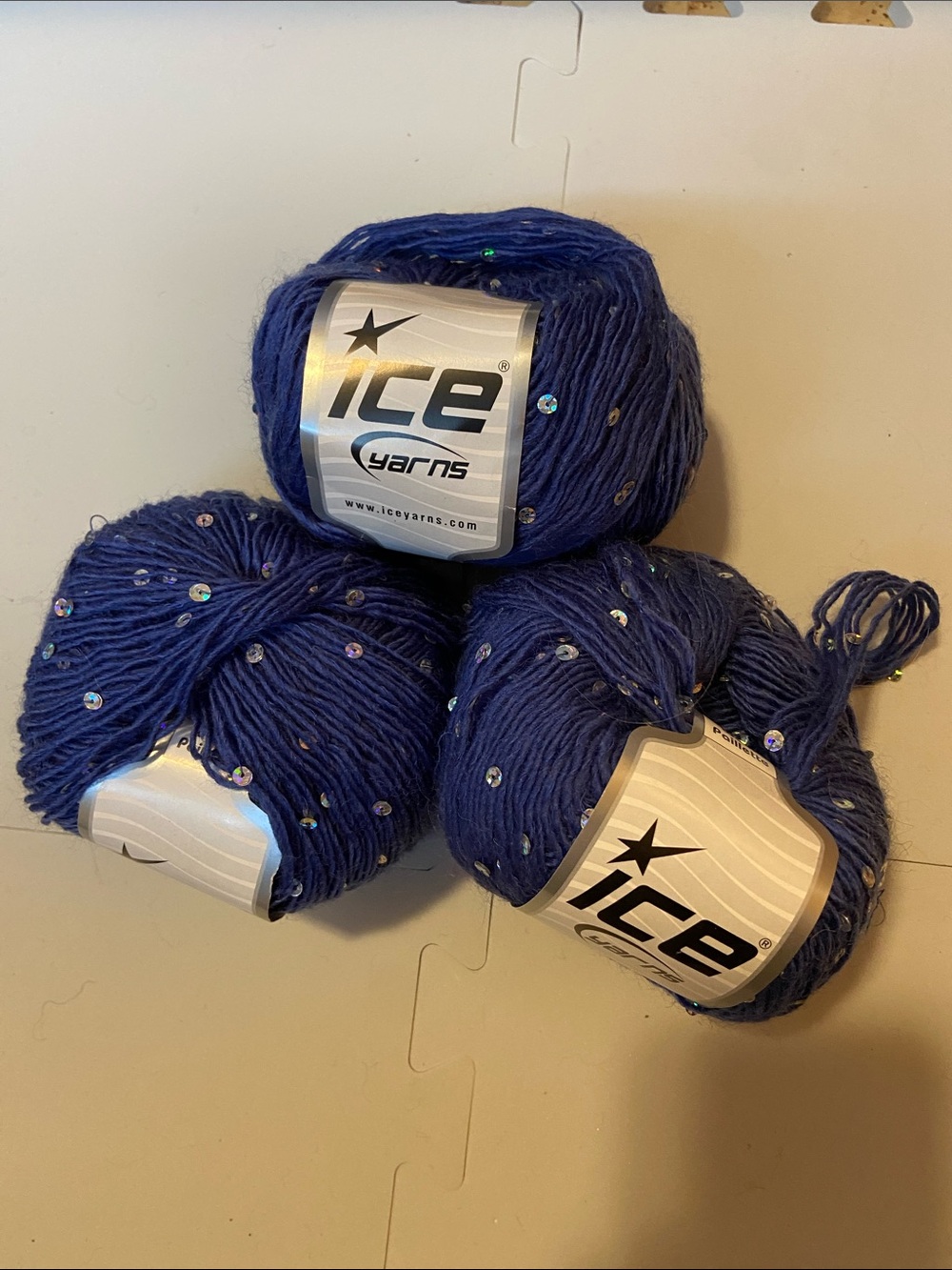 Sparkle Navy Blue Decorative Yarn - 3-Pack